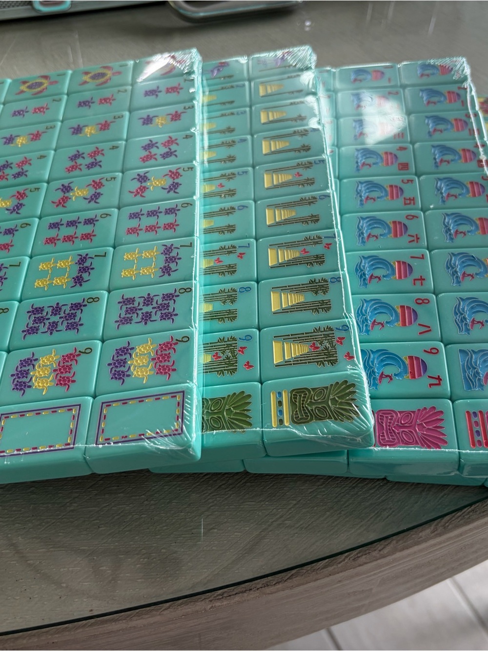 My Fair Mahjong Set – Pink Pouch with Teal Tiles (Hawaii Series) - Picture 5 of 7